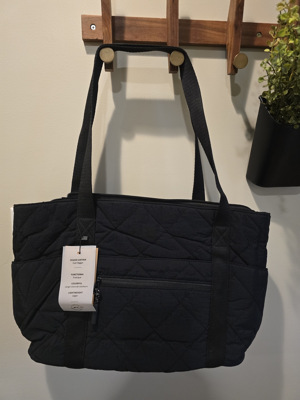 🔥 NWT Ampere Creations Quilted Tote Bag in Black — Everyday Shoulder Tote
